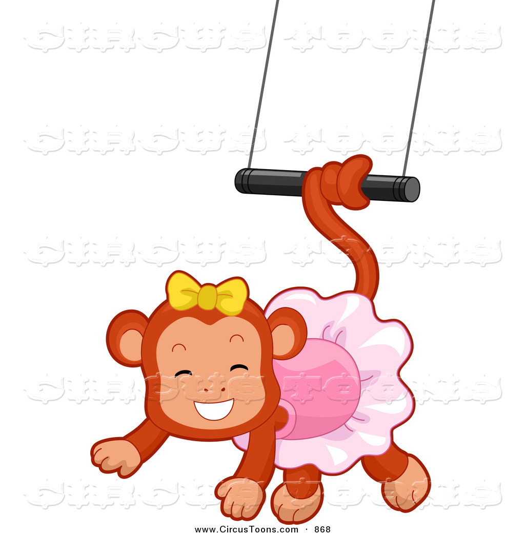 1024x1044 Circus Clipart Of A Cute Female Monkey Swinging From A Trapeze