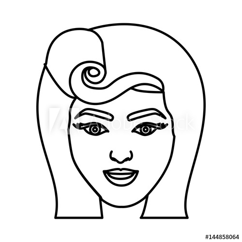 500x500 Silhouette Drawing Of Face Woman With Pin Up Swirl Hairstyle