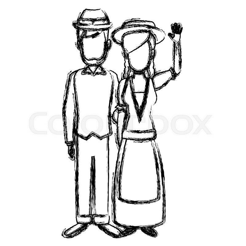 800x800 Swiss In National Dress Man And Woman Stock Vector Colourbox