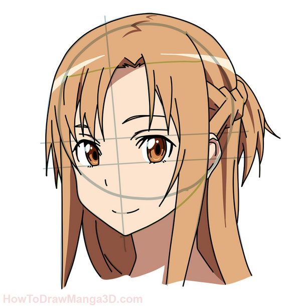 600x611 How To Draw Asuna From Sword Art Online Step