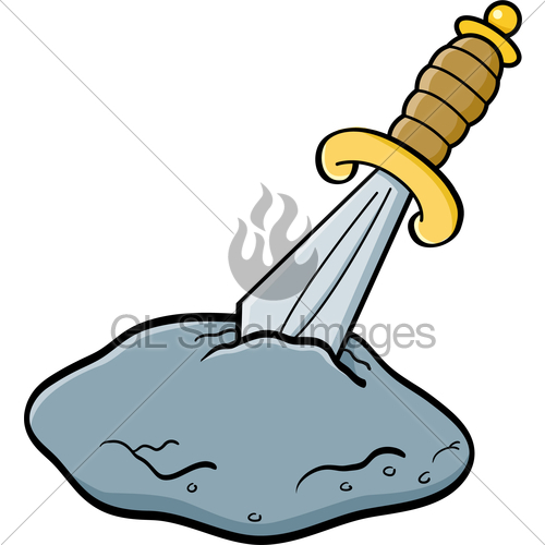 500x500 Cartoon Sword In A Stone Gl Stock Images