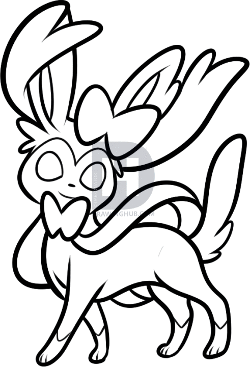 491x720 How To Draw Sylveon, Sylveon From Pokemon, Step