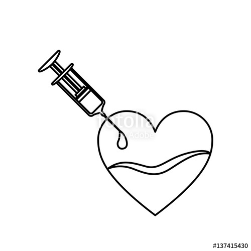 500x500 Contour Silhouette Needle Syringe Donate Blood In Heart Shape