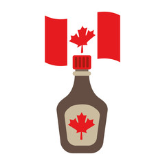 240x240 Bottle Syrup Maple And Canadian Flag Symbol Vector Illustration