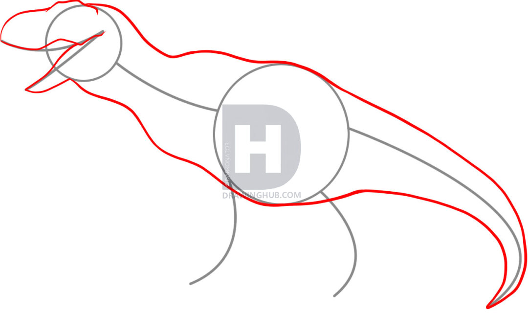 1080x642 How To Draw A Tyrannosaurus Rex, Step