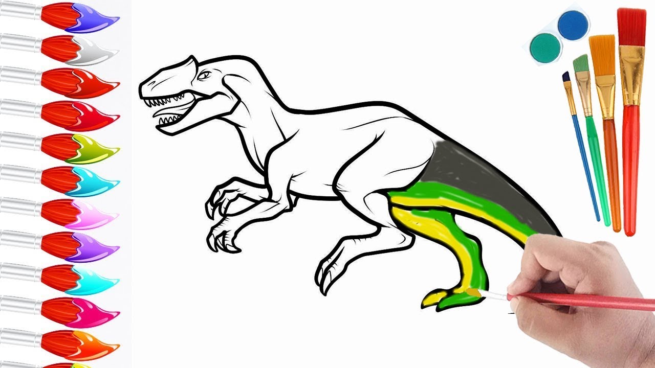 1280x720 How To Draw And Paint T Rex Dinosaurs Coloring Pages Learn