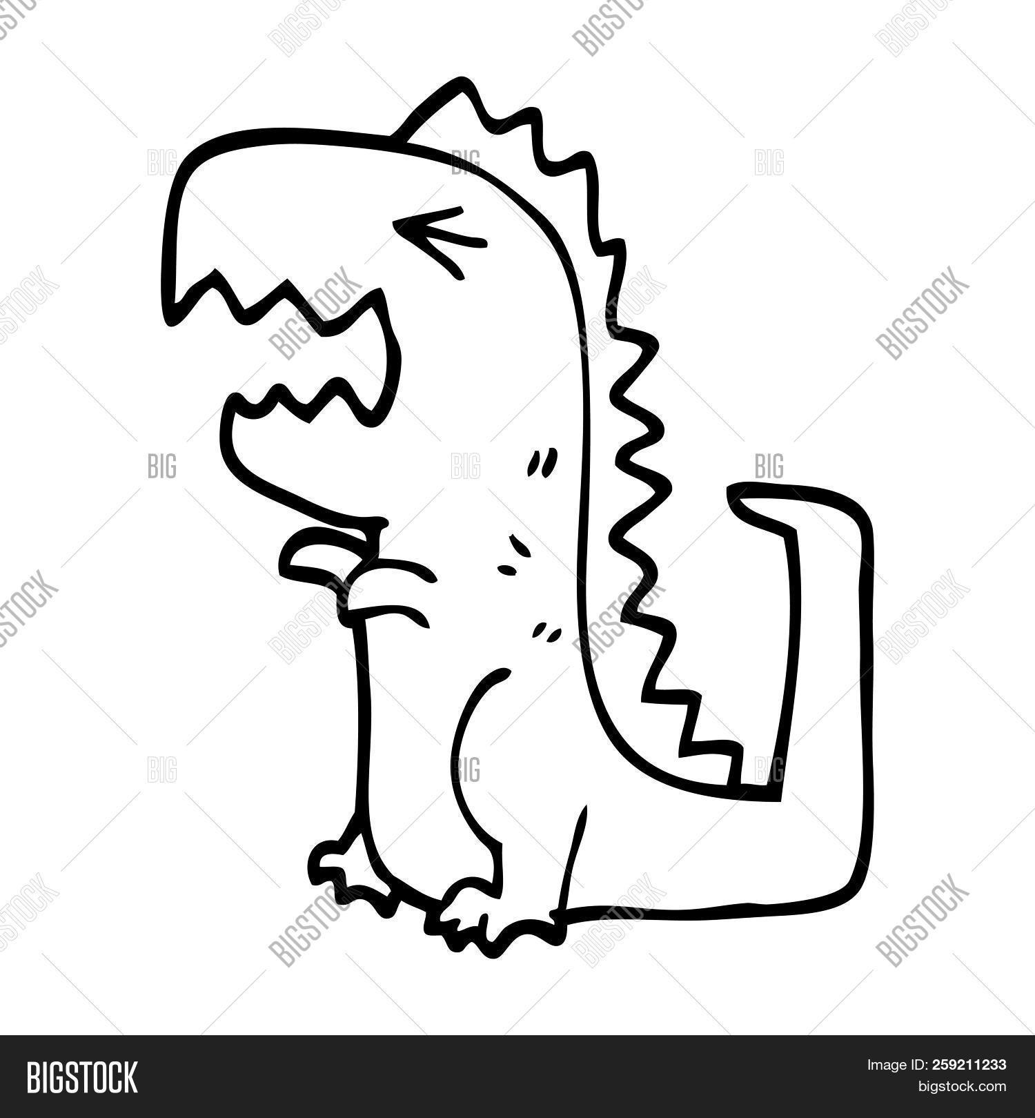 1500x1620 Line Drawing Cartoon Roaring T Rex Image
