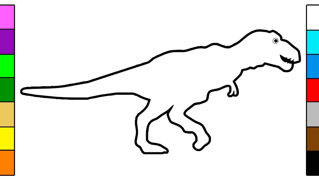 1280x720 Simple Dinosaur Coloring Pages Best T Rex Drawing Trex Sketch