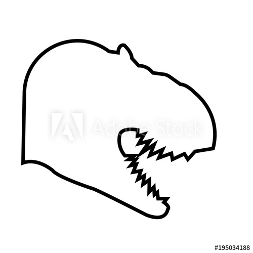 500x500 T Rex Head Silhouette Outline On White Background