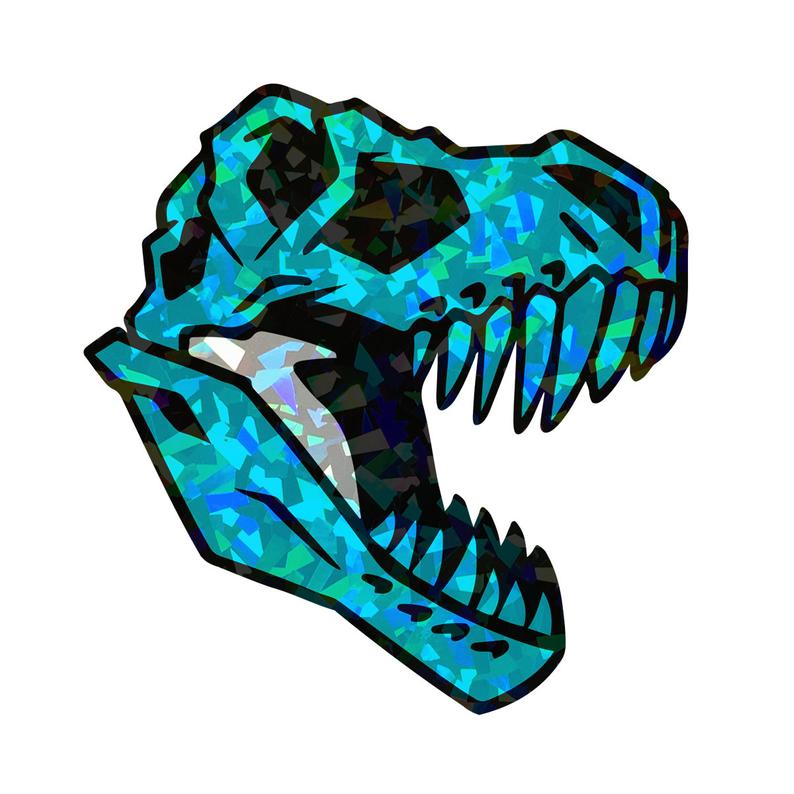 794x794 Neon Blue T Rex Skull Sticker Etsy