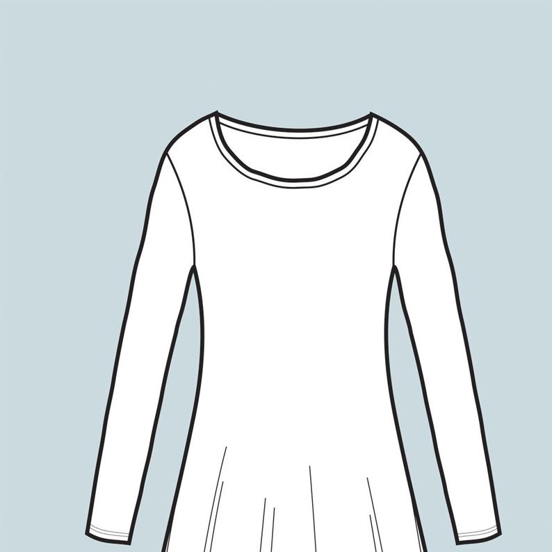 794x794 Dress Vector Fashion Flat Sketch Adobe Illustrator Design Etsy