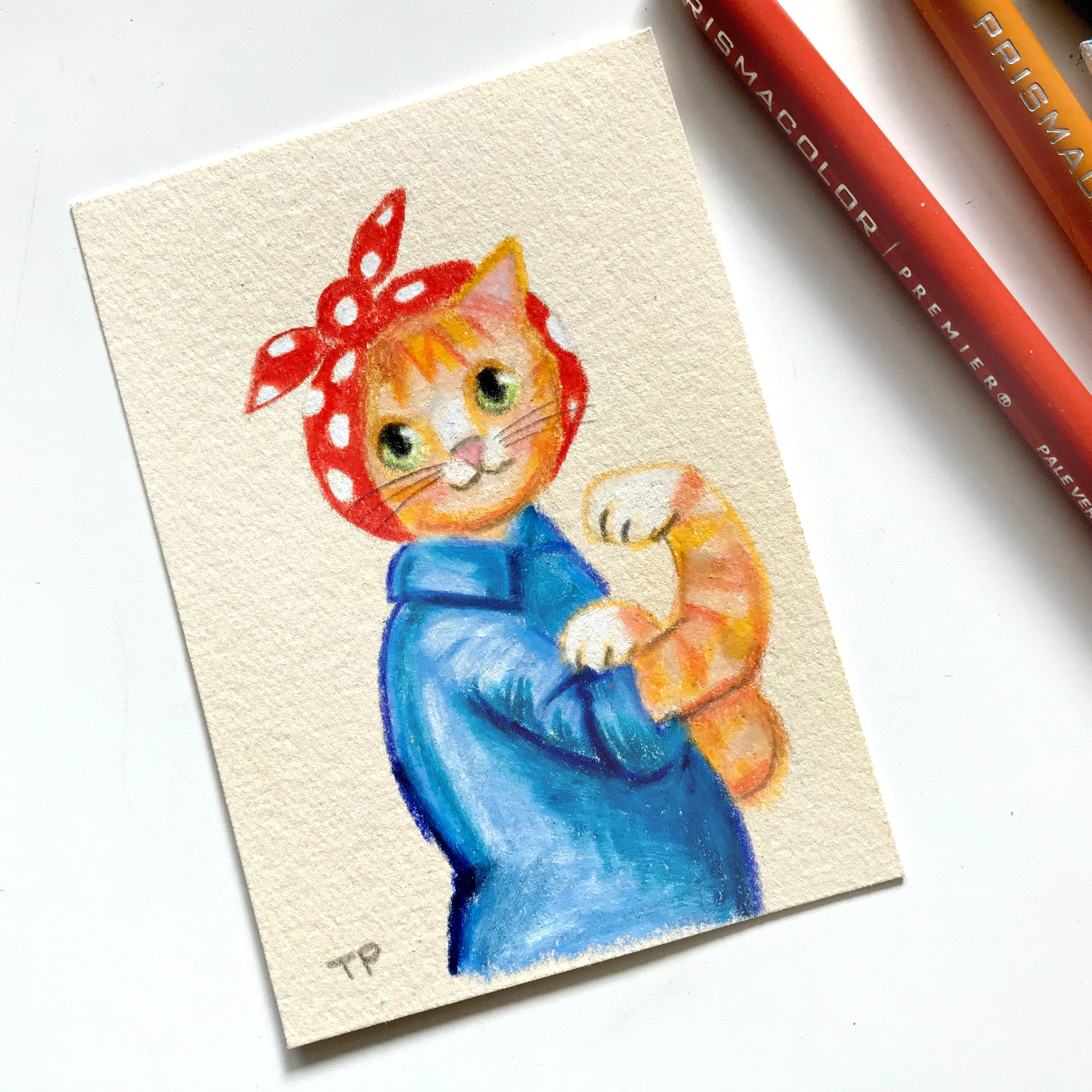 2562x2562 Original We Can Do It Orange Tabby Cat Drawing Cat Empowerment Etsy