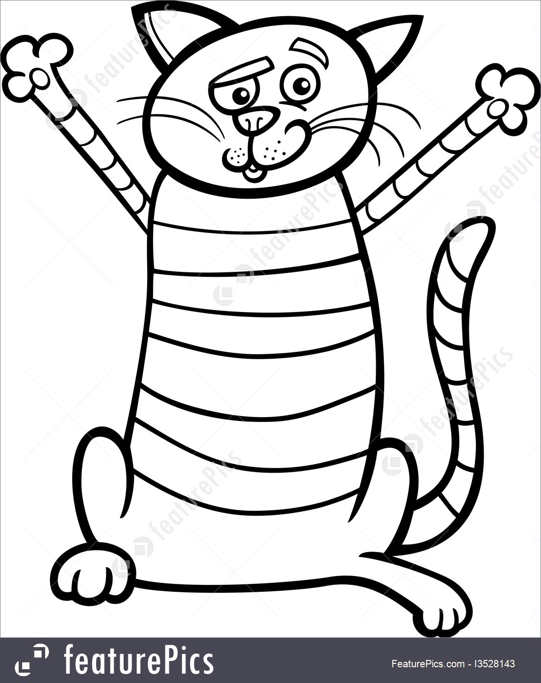 1103x1392 Illustration Of Happy Cat Cartoon For Coloring Book