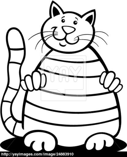 413x512 Tabby Cat For Coloring Vector