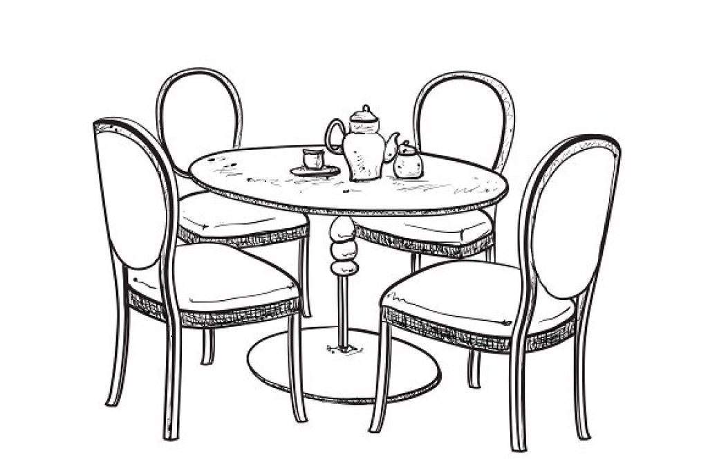 1024x681 How To Draw A Dining Room Table Table And Chair Drawing