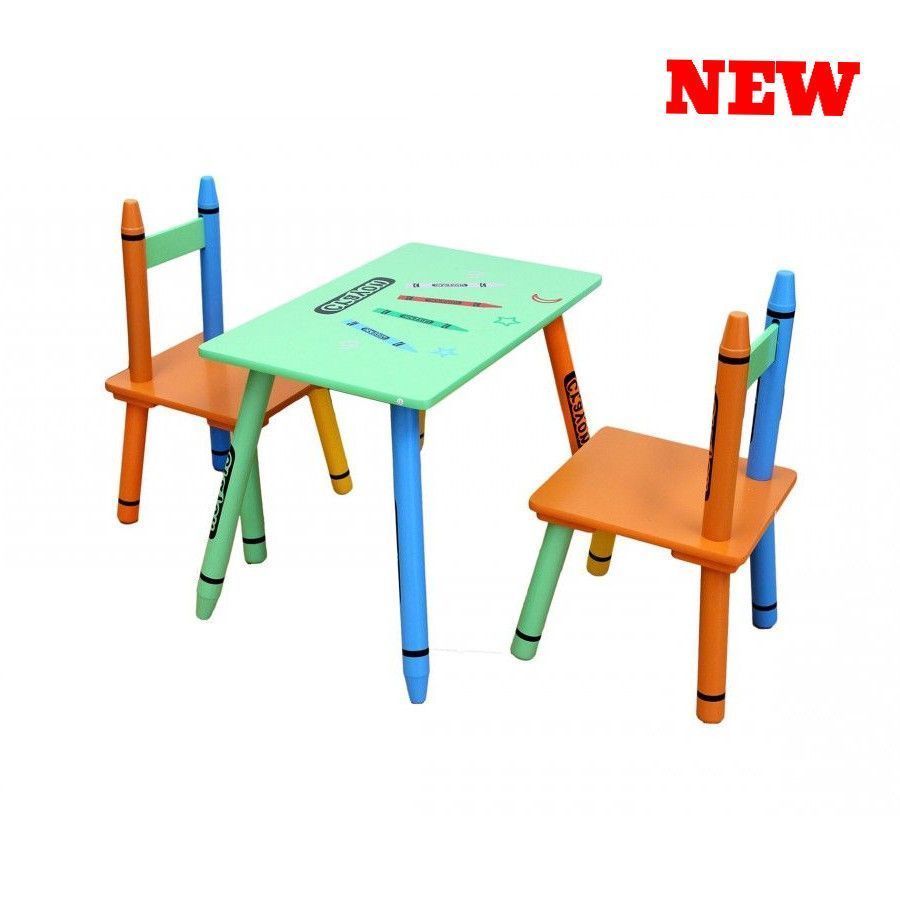 900x900 Crayon Kids Table And Chair Set Wood Childrens Dining Drawing Play