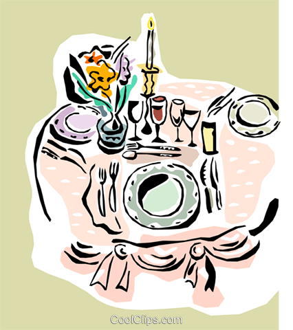 426x480 Restaurant Table Setting Royalty Free Vector Clip Art Illustration