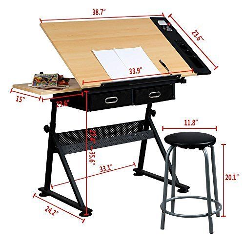 500x500 top drawing tables with drawers