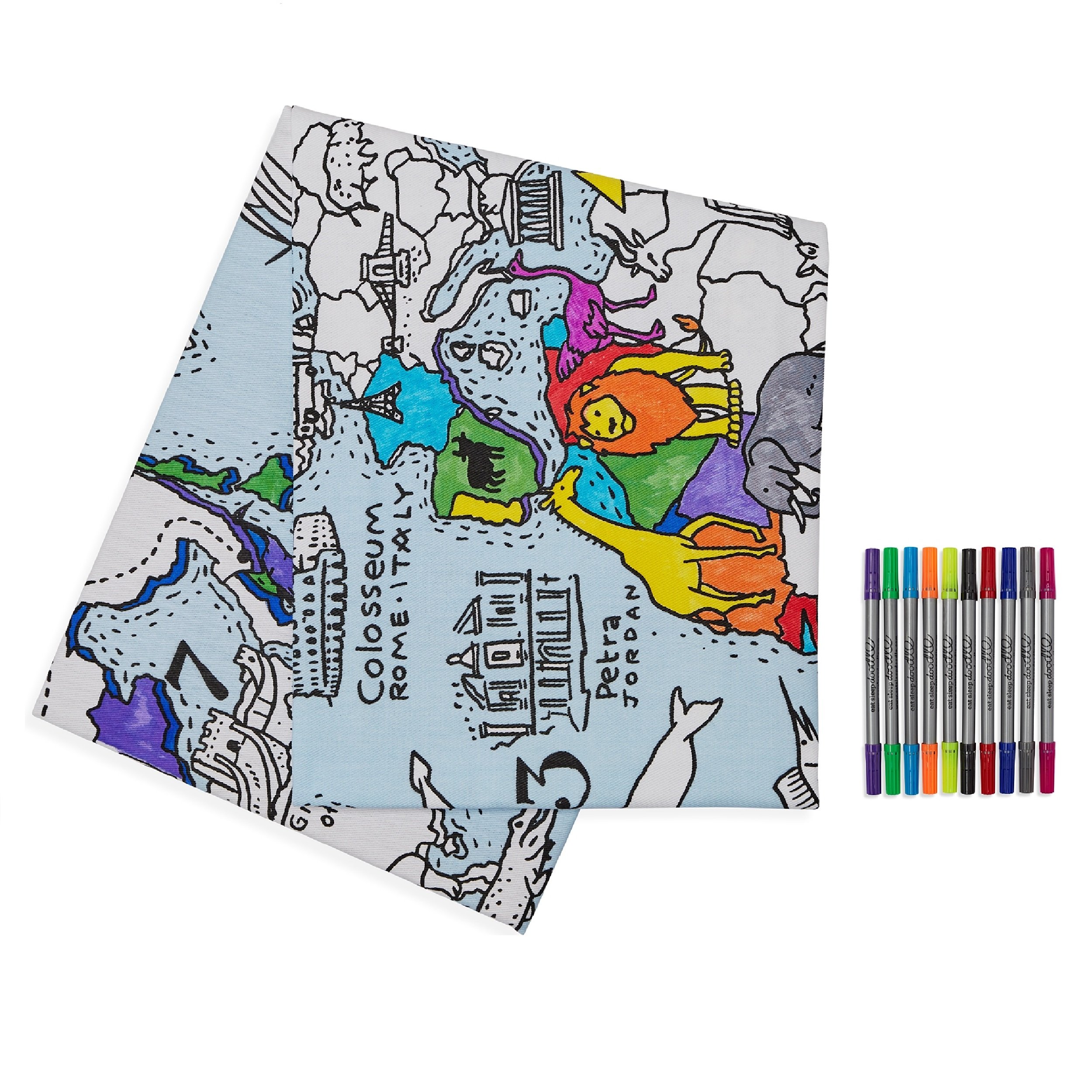 2500x2500 World Map Color In Tablecloth Eatsleepdoodle