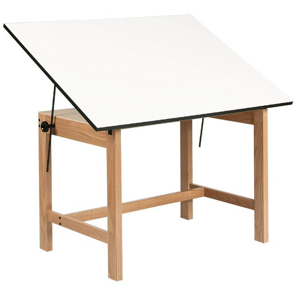 1000x1000 Titan Solid Oak Drafting And Drawing Tables