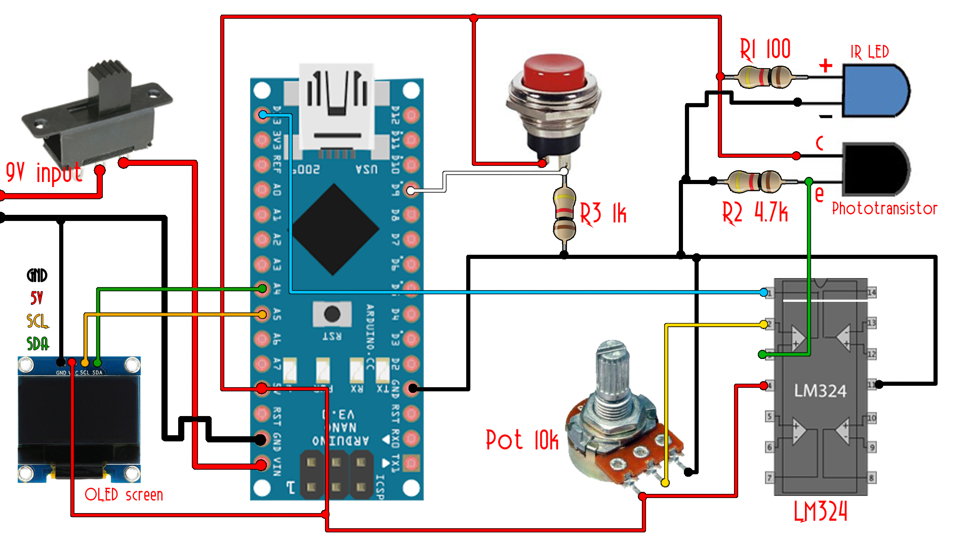 1920x1080 arduino rpm tachometer ir sensor meter printed
