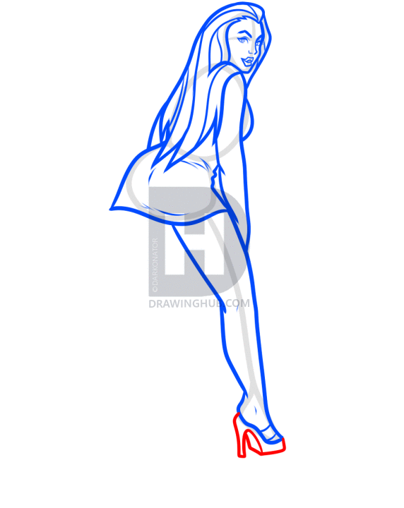 572x720 How To Draw A Biker Babe, Step