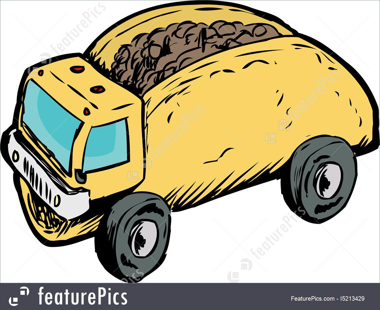 1300x1061 Illustration Of Single Beef Taco Dump Truck Drawing