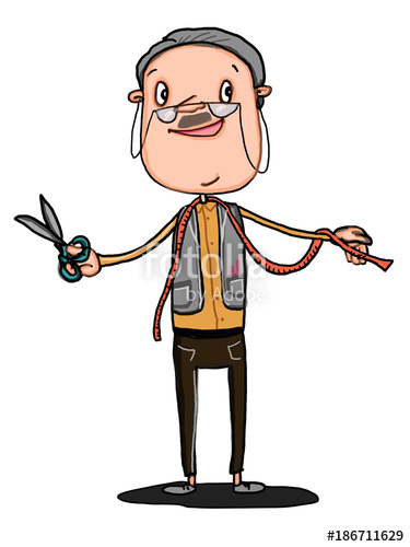 375x500 Tailor Illustration Cartoon Drawing And White Background Stock