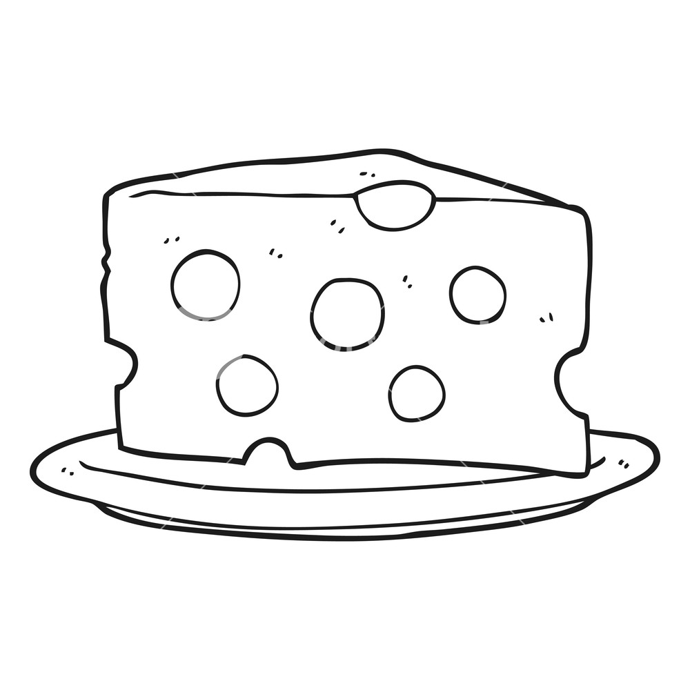 1000x1000 Freehand Drawn Black And White Cartoon Cheese Royalty Free Stock