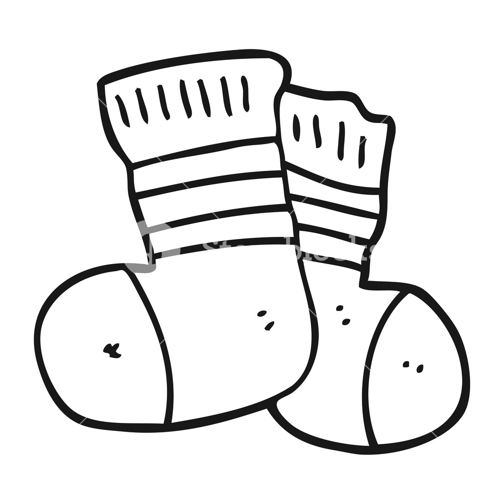 1000x1000 Freehand Drawn Black And White Cartoon Socks Royalty Free Stock