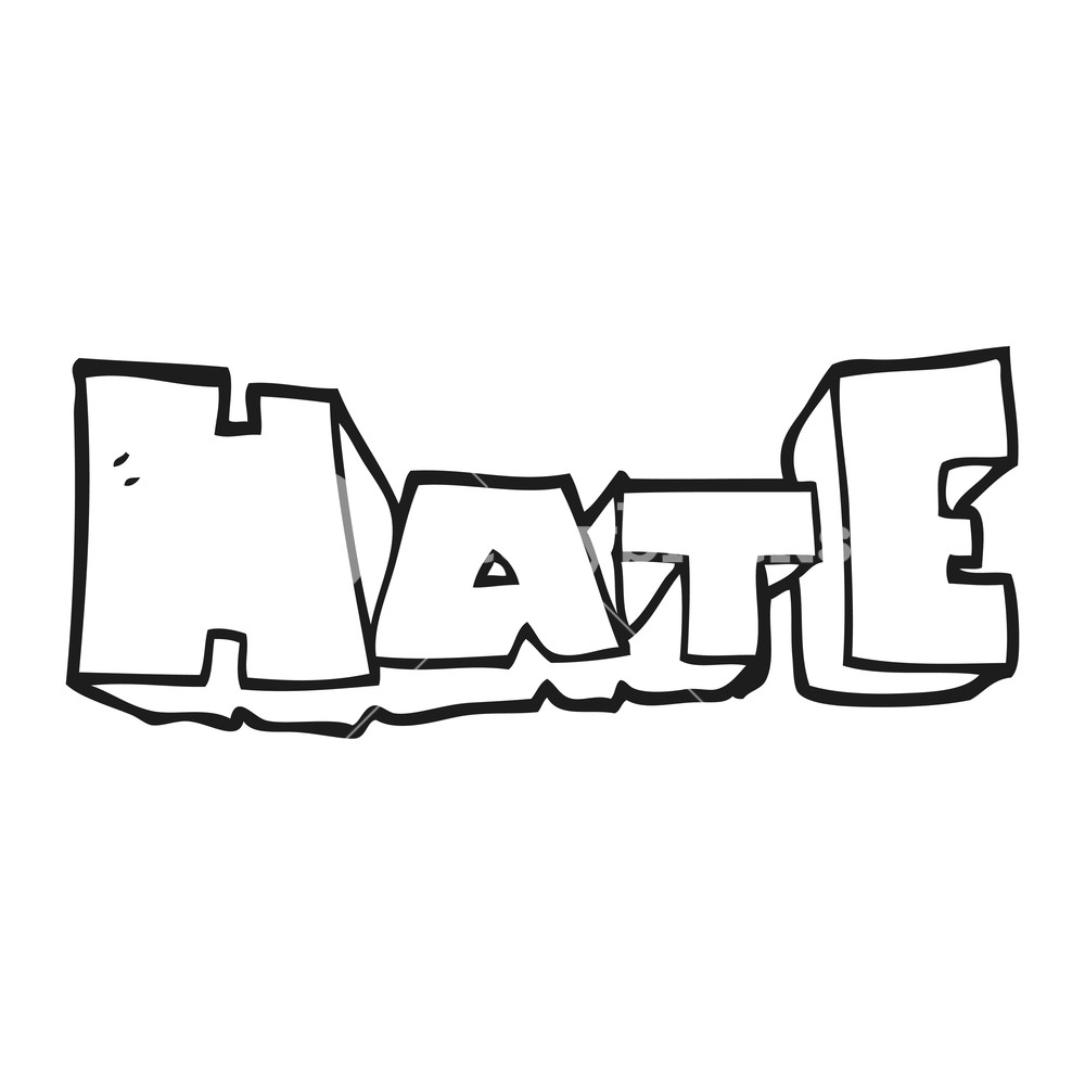 1000x1000 Freehand Drawn Black And White Cartoon Word Hate Royalty Free