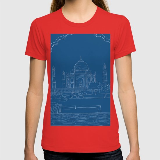 550x550 Blue Taj Mahal Drawing T Shirt