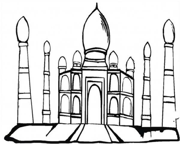 600x481 Taj Mahal Coloring Page Taj Mahal Drawing For Kids And Coloring