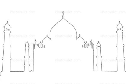 418x279 Taj Mahal Outline, Line Drawing, Shape Roomdecor Drawings