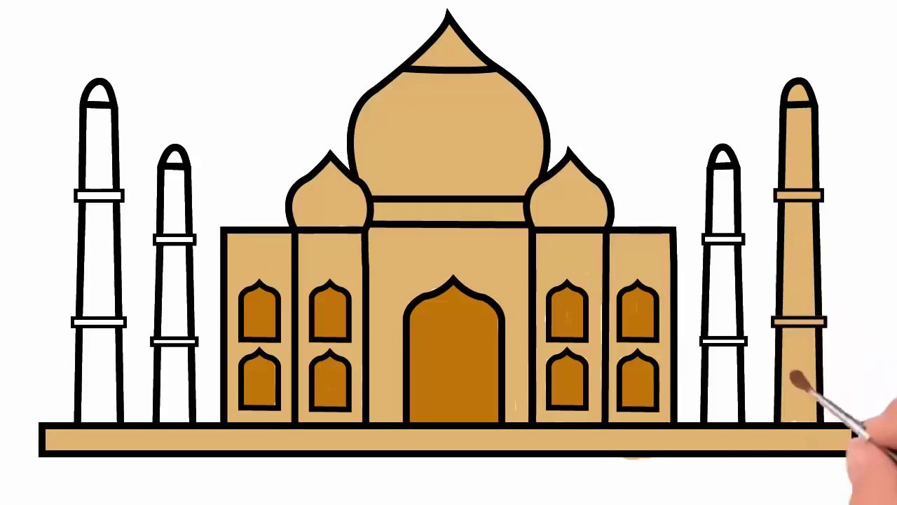 1280x720 Draw Taj Mahal Coloring Pages For Kids Taj Mahal Drawing