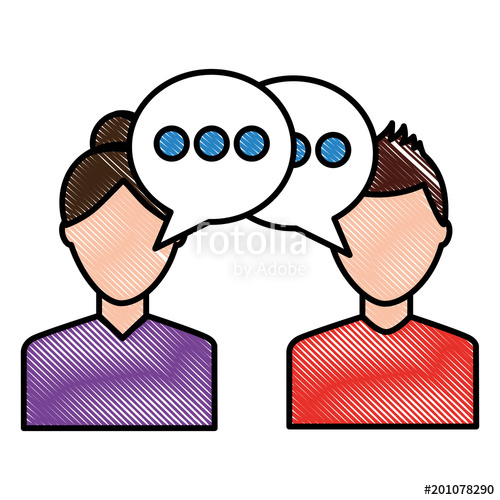 500x500 Portrait Two Man Talking Conversation Speech Bubble Vector