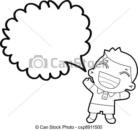 450x424 Boy With Speech Bubble Authentic Looking Child's Drawing