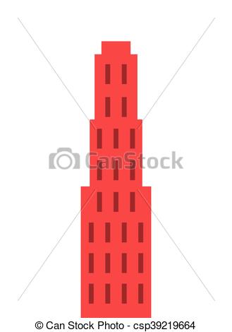 329x470 Flat Design Single Tall Building Icon Vector Illustration