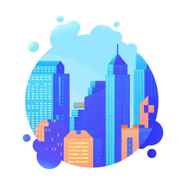 600x600 Skyscraper And Modern Tall Buildings Vector Illustration Urban