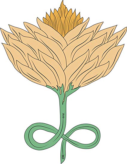 425x549 Sunny Yellow Sunflower With Infinity Stem Drawing Vinyl Decal