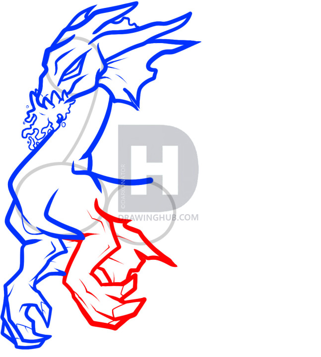 647x720 How To Draw A Water Dragon, Blue Dragon, Step