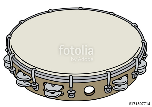 500x350 hand drawing of a tambourine stock image and royalty free vector