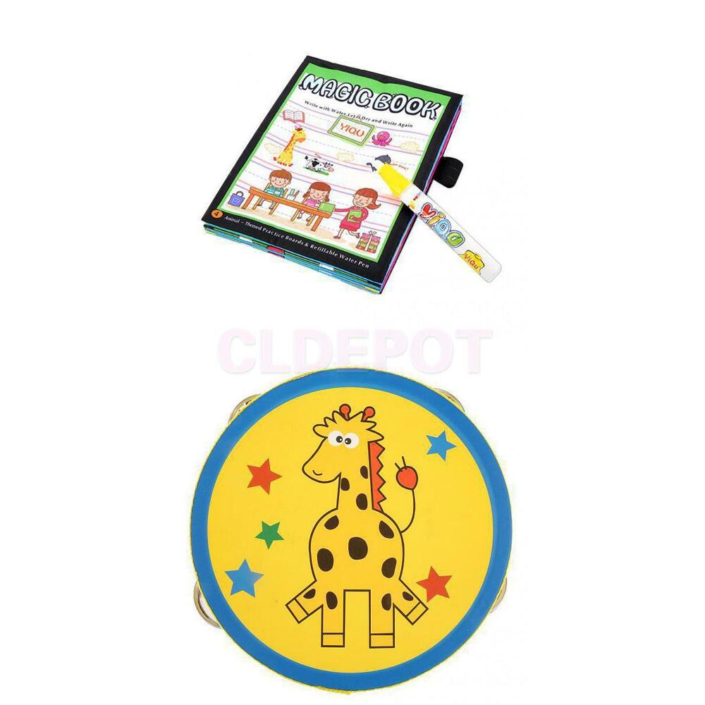 1000x1000 water painting drawing mat book + wooden tambourine percussion toy