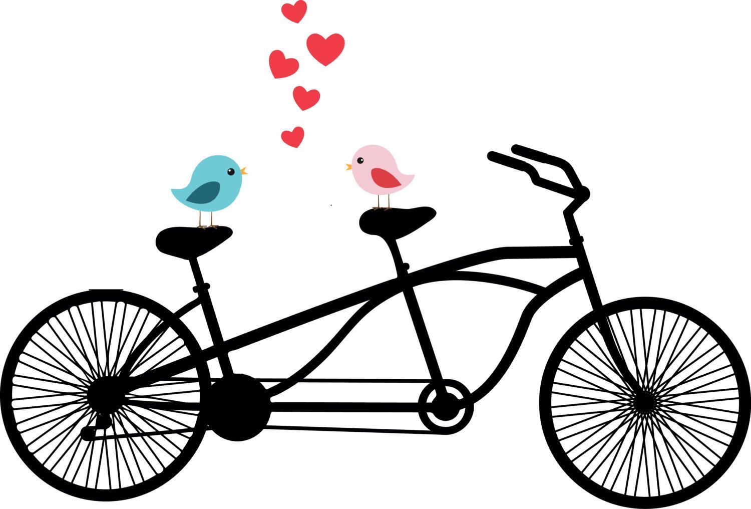 1500x1016 Tandem Bicycle Clipart, Love Birds, Wedding Invitation Clipart