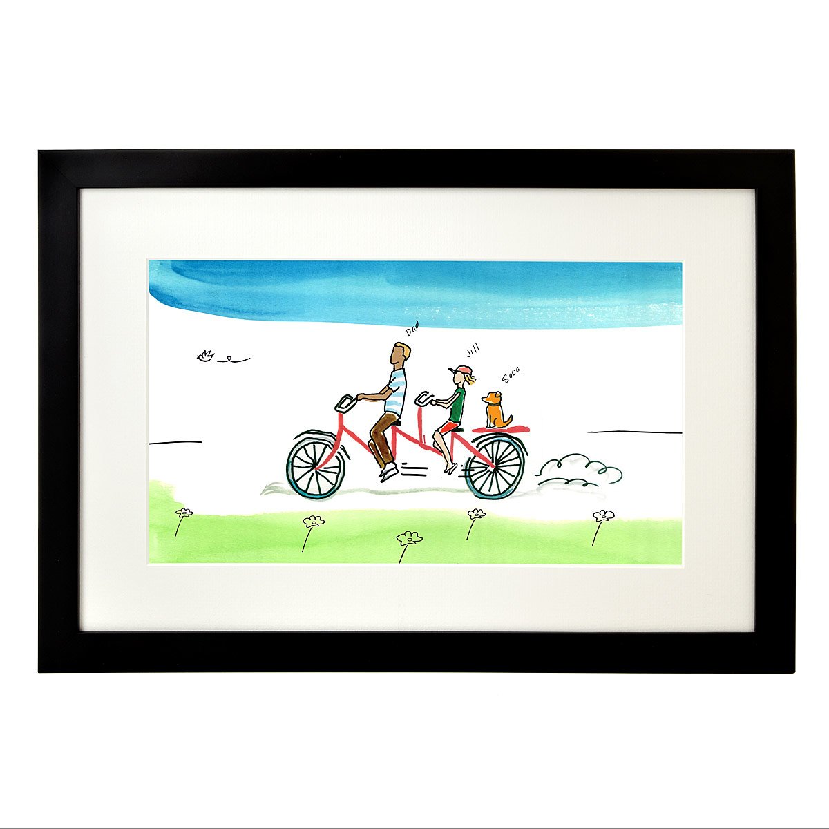 1200x1200 Personalized Family Tandem Bike Art Family Bike, Pic Uncommongoods