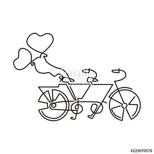 500x500 Vector Line Icon Tandem Bike Wedding One Line Drawing Isolated