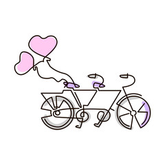 240x240 Vector Line Icon Tandem Bike Wedding One Line Drawing Isolated
