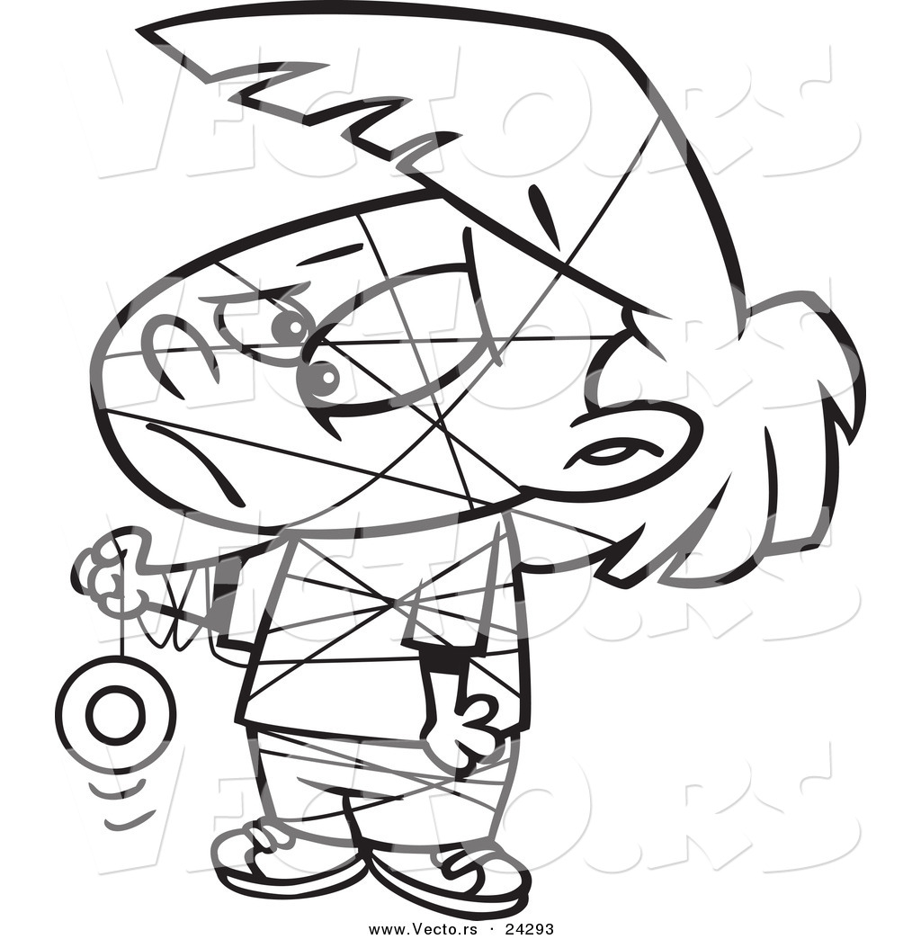 1024x1044 Vector Of A Cartoon Girl Tangled In Her Yo Yo String Black