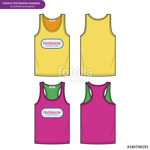 500x500 Sleeveless Tank Top Fashion Flat Technical Drawing Template Stock