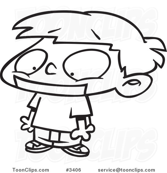 581x600 Cartoon Black And White Line Drawing Of A Boy Gagged With Tape